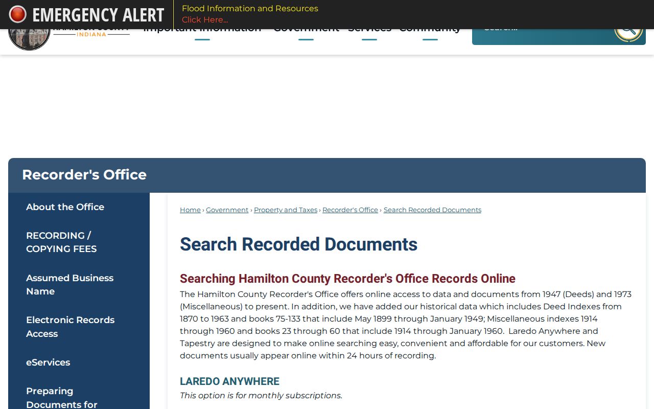 Hamilton County residents directory Recorder deed access