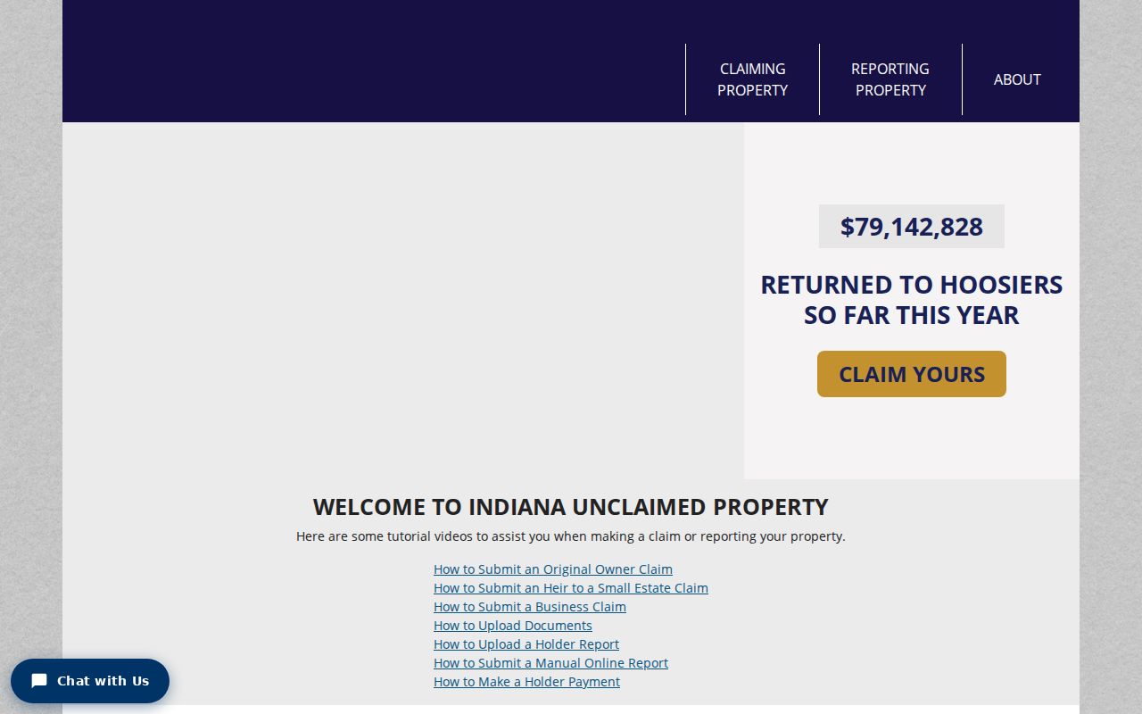 Hamilton County resident lookup through Indiana Unclaimed Property