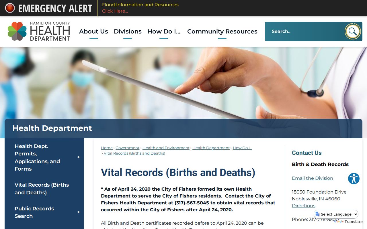 Hamilton County resident lookup vital records page